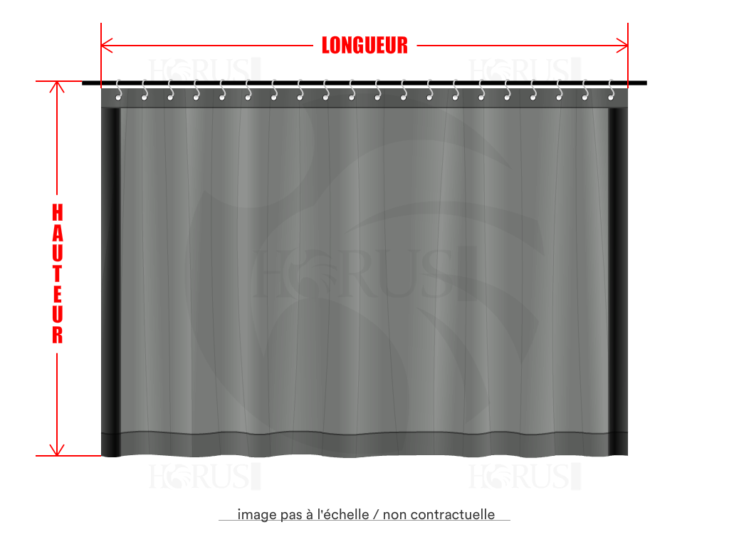 Rideau de séparation sur mesure en Membrane PVC 670gr/m² Gris clair RAL 7038 - 3x2.15m