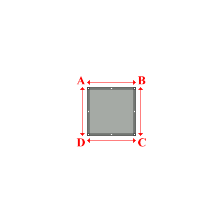 Bâche plate rectangle sur mesure en Membrane PVC 670gr/m² Gris clair RAL 7038 - 1.00x1.00m