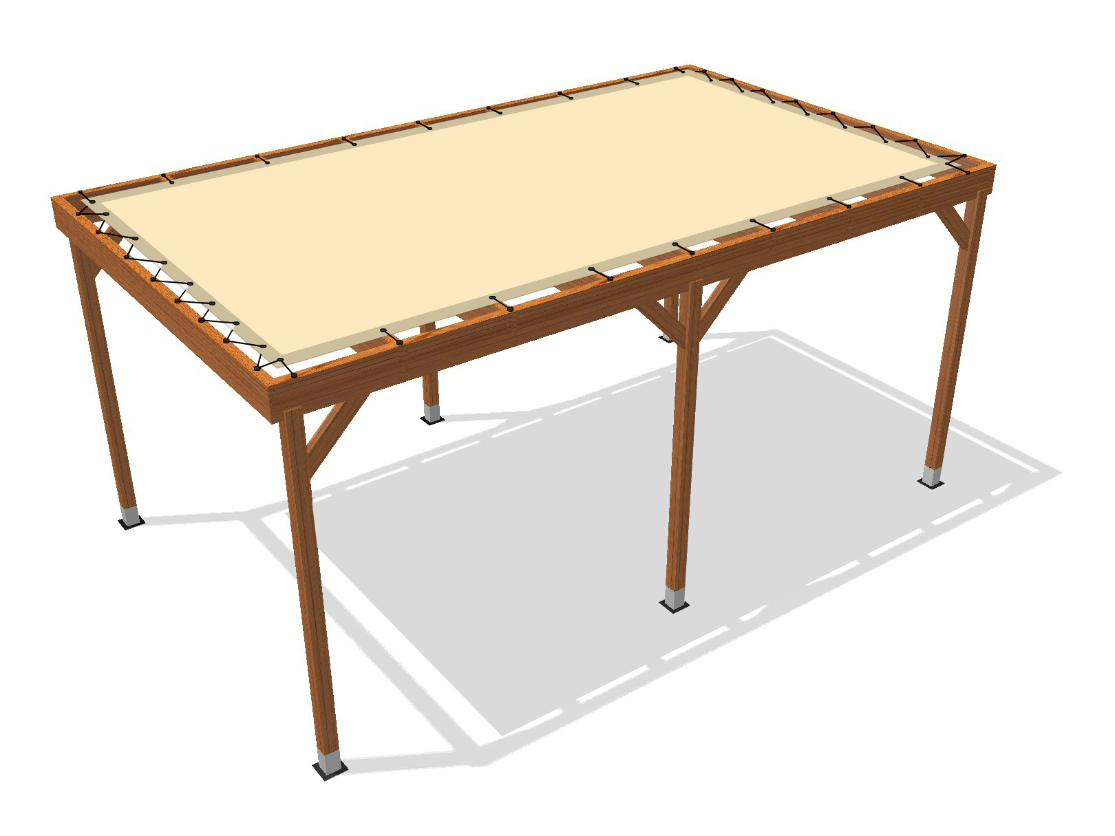 Bâche pour pergola bois sur pieds sans débord en Membrane PVC 670gr/m² Beige ral 1015