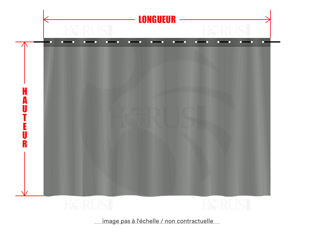 Rideau de séparation sur mesure en Membrane PVC 670gr/m² Gris clair RAL 7038 - 2x1m