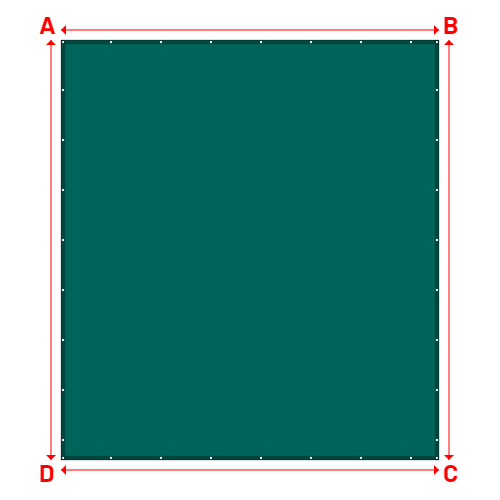 Bâche plate rectangle sur mesure en Membrane PVC 670gr/m² Vert industrie RAL 6026 - 4.50x5.00m