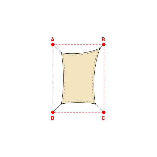 Voile d'ombrage rectangle en Soltis Horizon 86 Champagne 86-2175 - 2,49x3,59x2,19x3,29m
