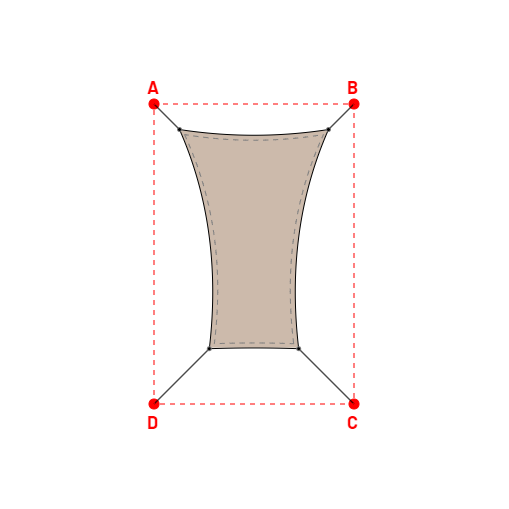 Voile d'ombrage rectangle en Soltis Lounge 96 Sandy beige 96-2135 - 1,49x2,19x0,89x2,19m