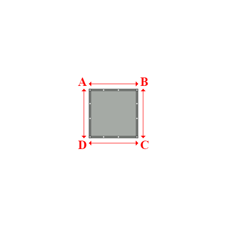 Bâche plate rectangle sur mesure en Membrane PVC 670gr/m² Gris clair RAL 7038 - 1.00x1.00m