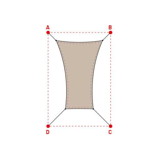 Voile d'ombrage rectangle en Soltis Lounge 96 Sandy beige 96-2135 - 1,49x2,19x0,89x2,19m