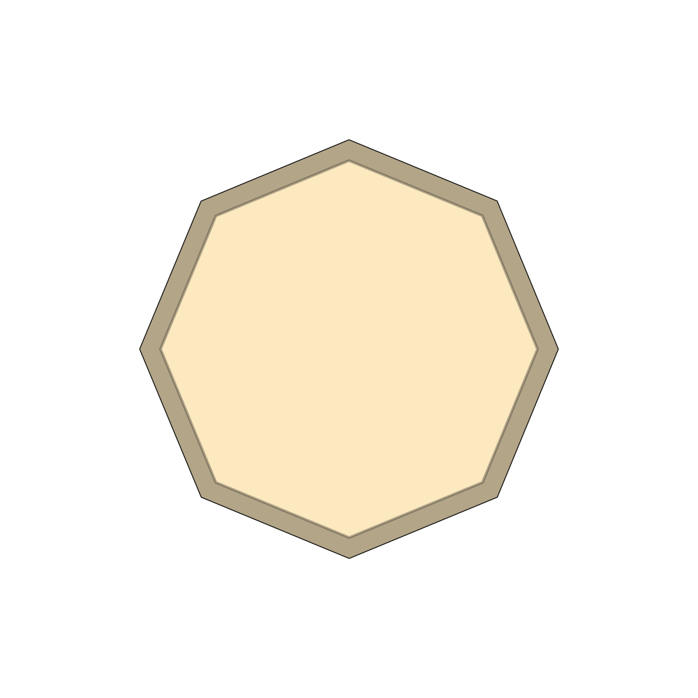 Bâche plate octogonale regulier en Membrane PVC 670gr/m² - Etanche Beige ral 1015 d'une dimension de 1m