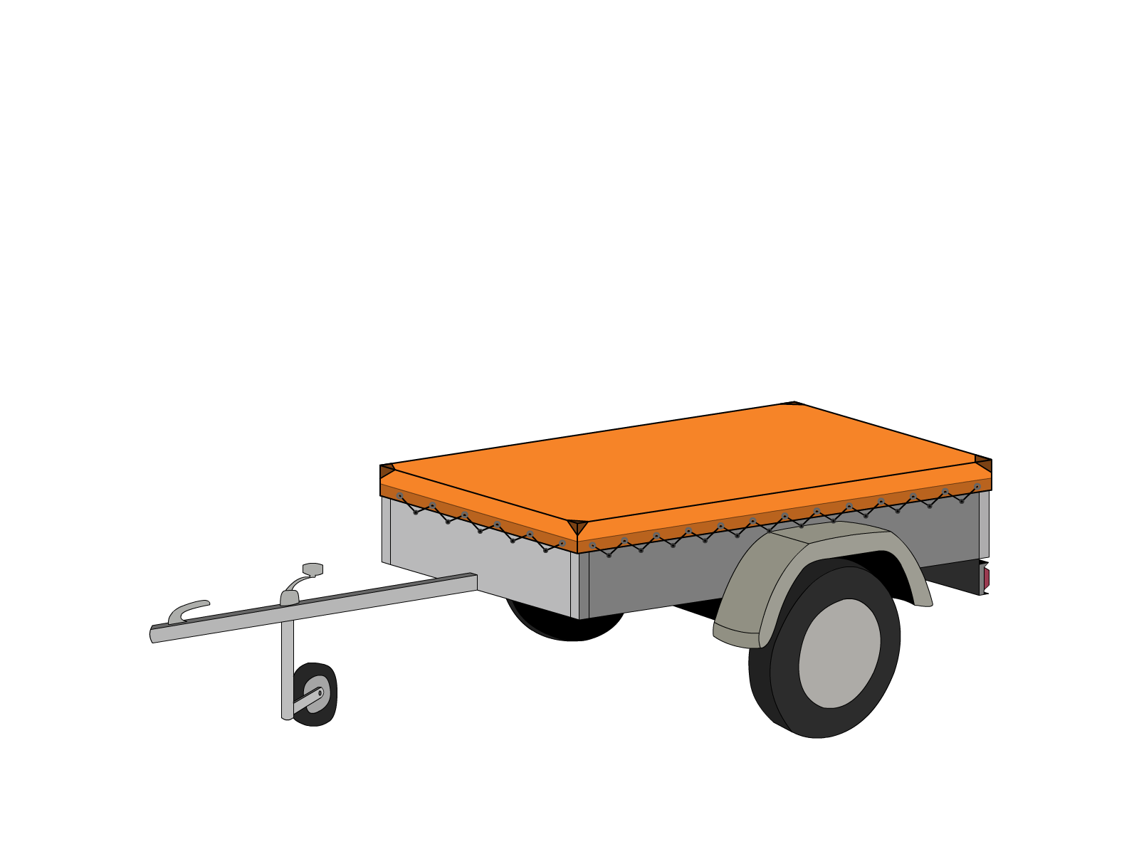 Bâche pour remorque bagagère Basse droite en Protect 670 : La référence en matière de protection étanche Orange RAL 2004