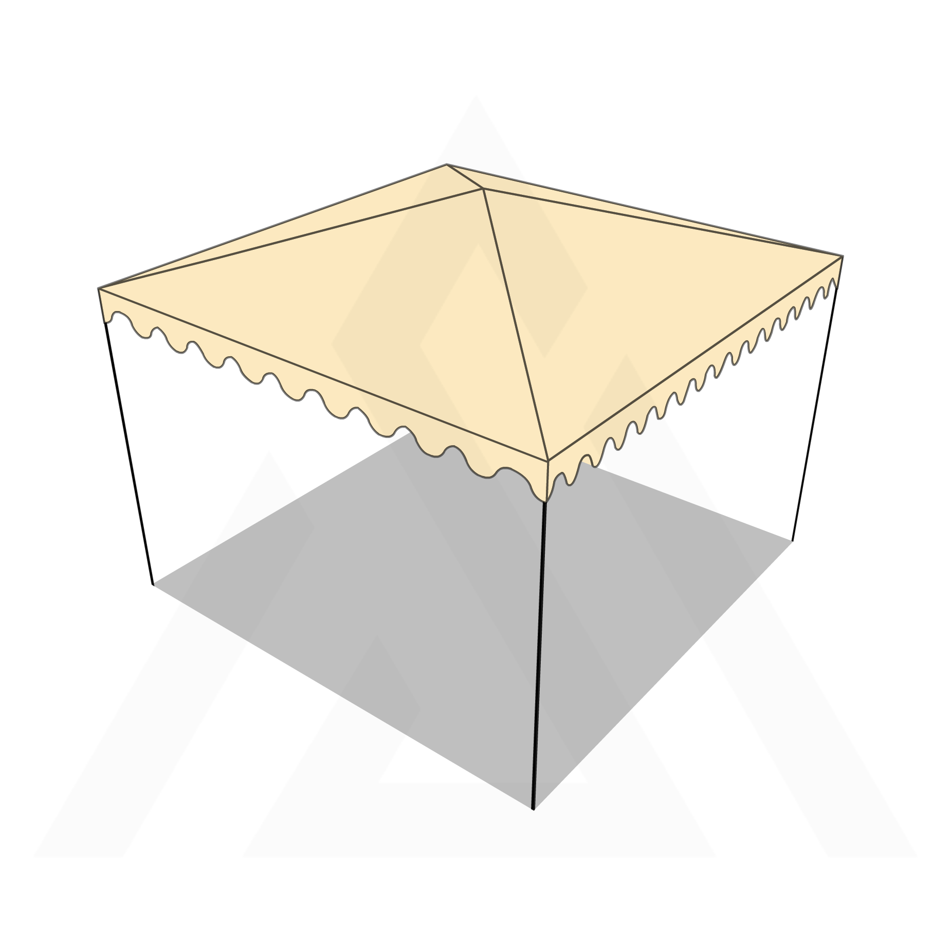 Bâche tonnelle carrée 4 pentes sans faîtage en Protect 670 : La référence en matière de protection étanche Beige ral 1015 - 4x4m