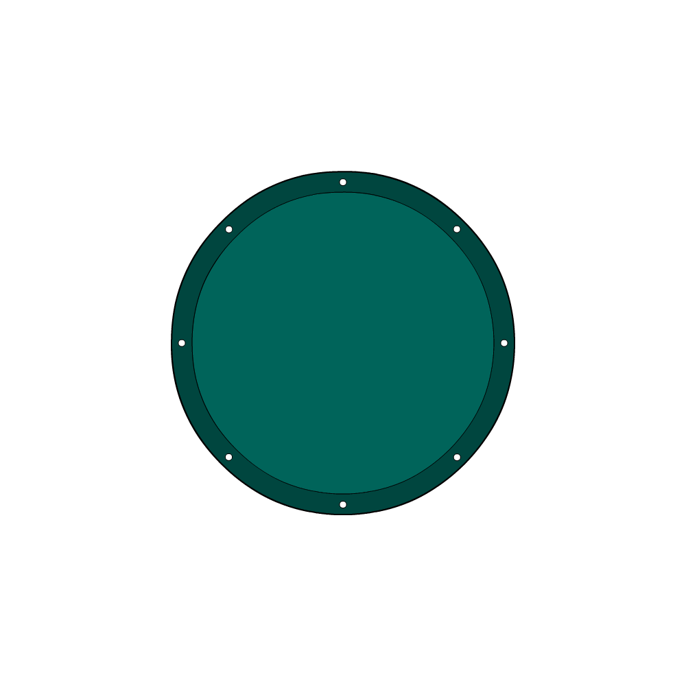 Bâche plate ronde en Protect 670 : La référence en matière de protection étanche Vert industrie RAL 6026 d'une diamètre de 2.58m