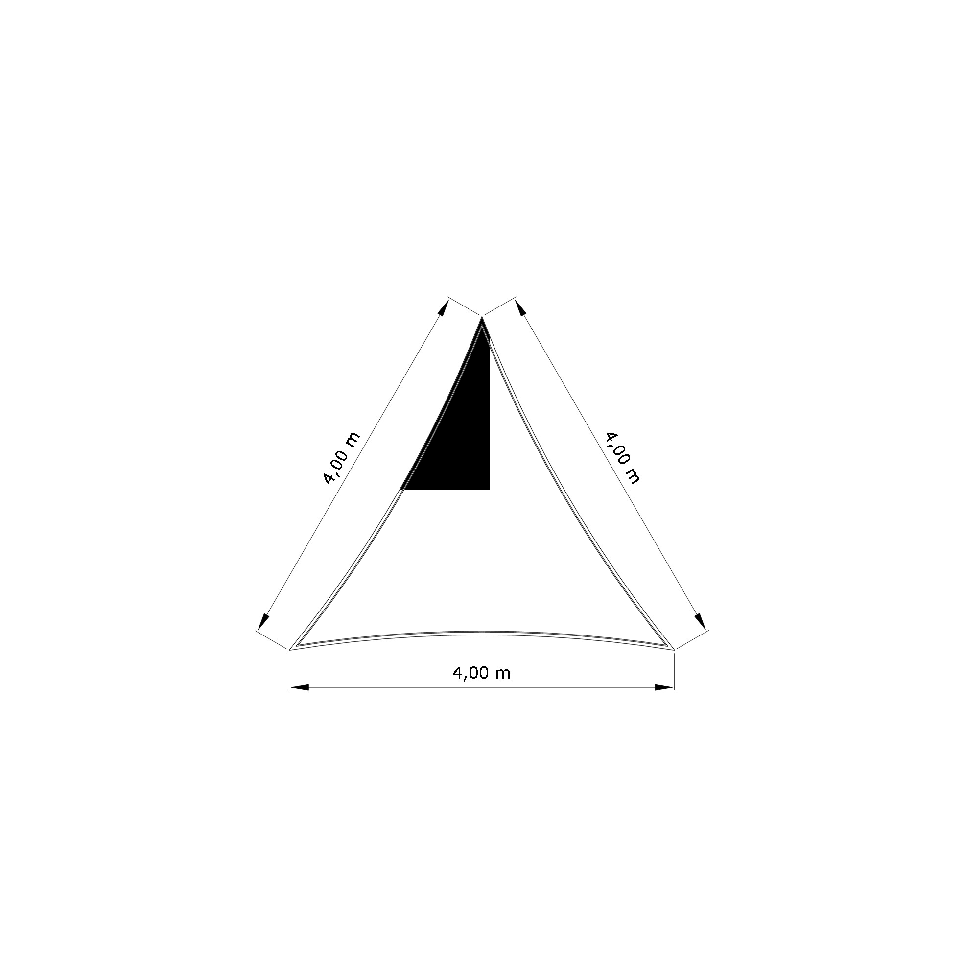 Voile d'ombrage standard ajourée triangle équilatéral d'une dimension de 4x4x4m