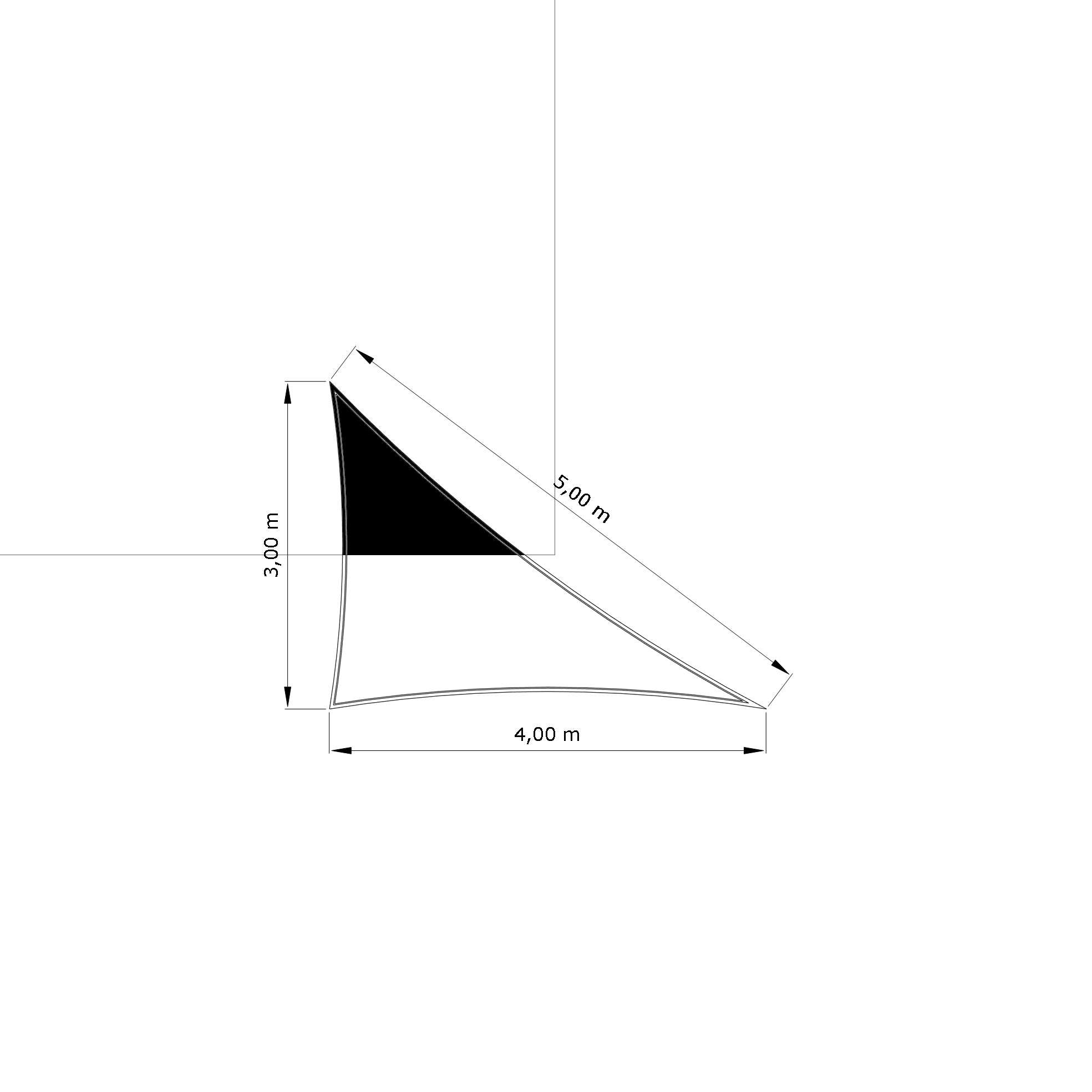 Voile d'ombrage standard ajourée triangle d'une dimension de 3x4x5m