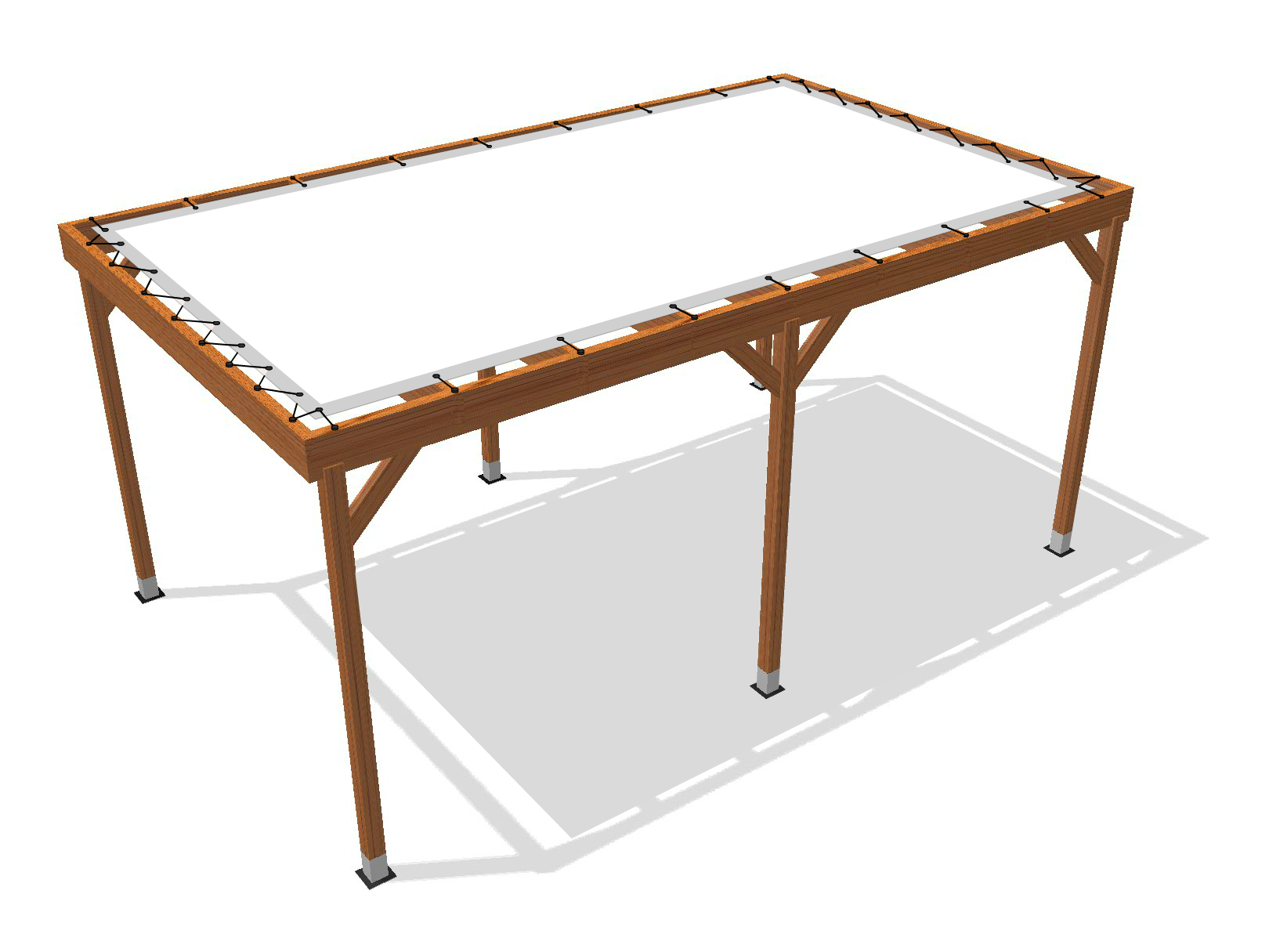Bâche pour pergola bois sur pieds sans débord en Protect 670 : La référence en matière de protection étanche Blanc RAL 9016