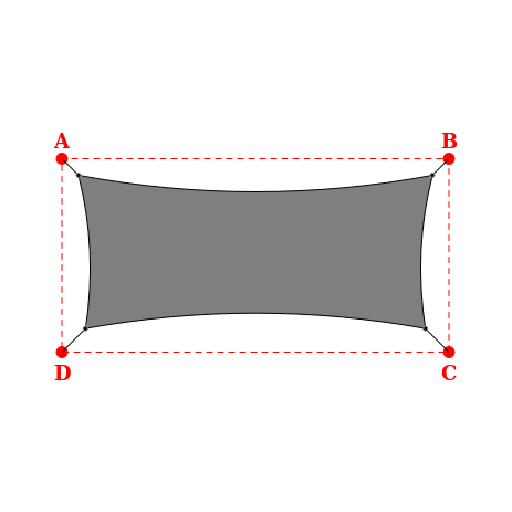 Voile d'ombrage rectangle en Hydris - Toile d'ombrage déperlante Hydris 0458 Gris foncé - 6,40x2,78x6,15x2,78m
