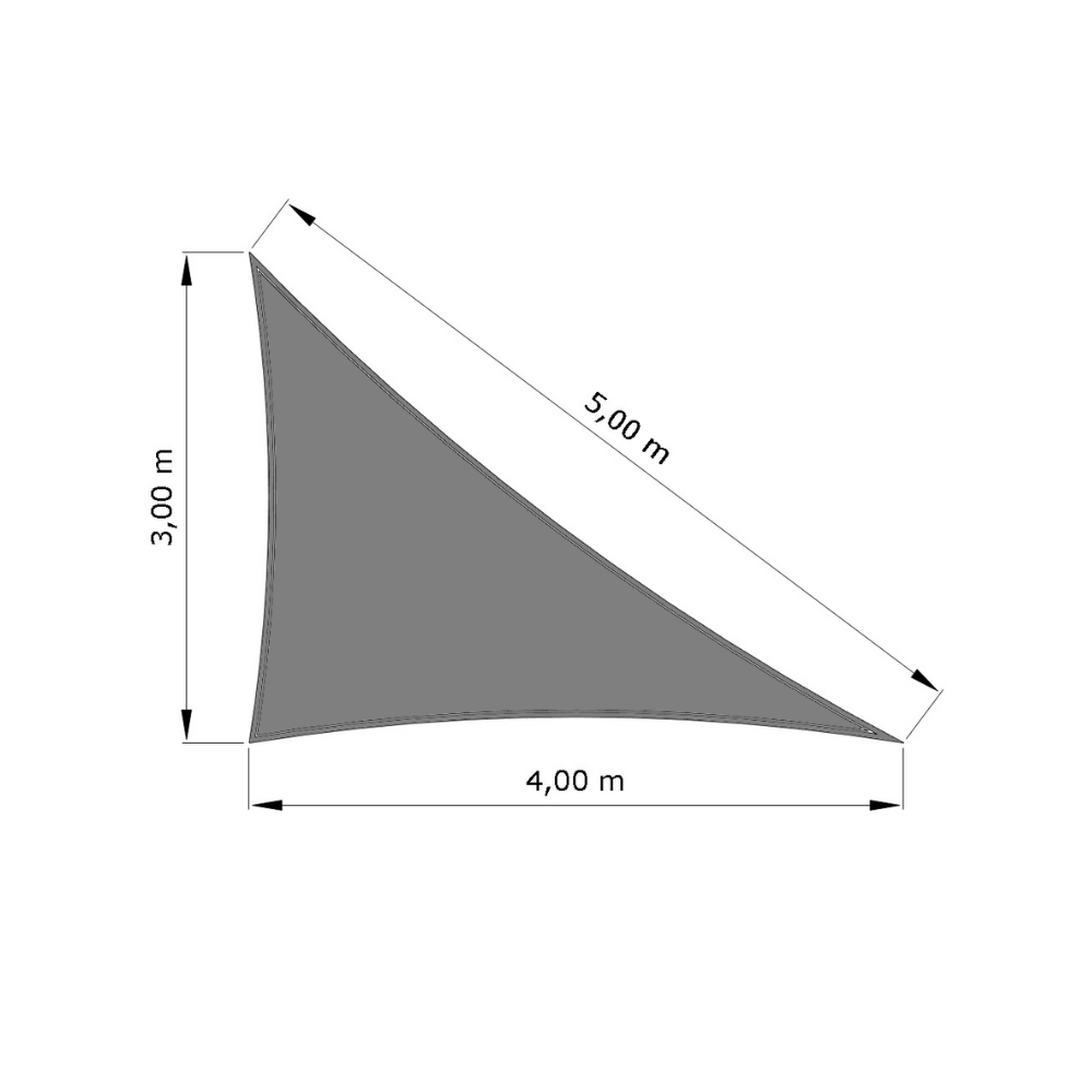 Voile d'ombrage standard ajourée triangle Hydris 0458 Gris foncé d'une dimension de 3x4x5m