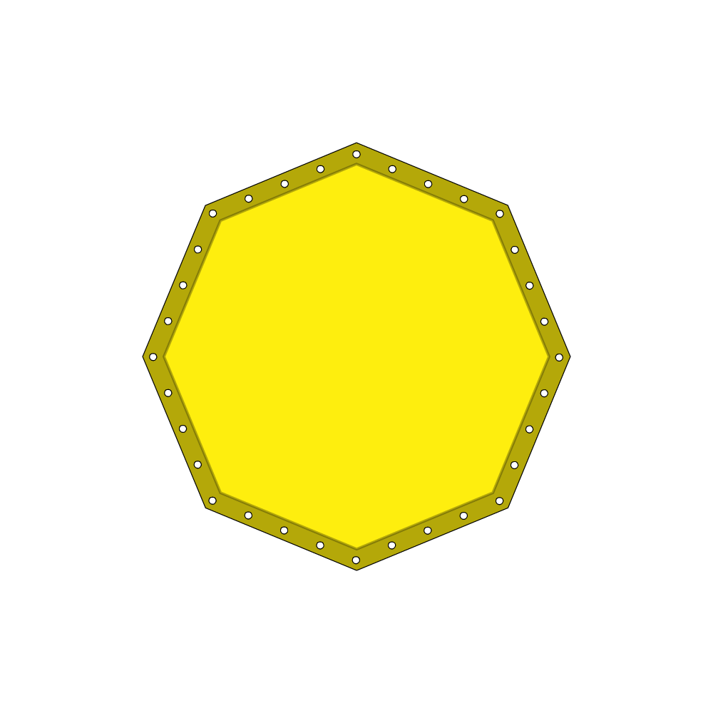 Bâche plate octogonale regulier en Protect 670 : La référence en matière de protection étanche Jaune citron RAL 1018 d'une dimension de 1m