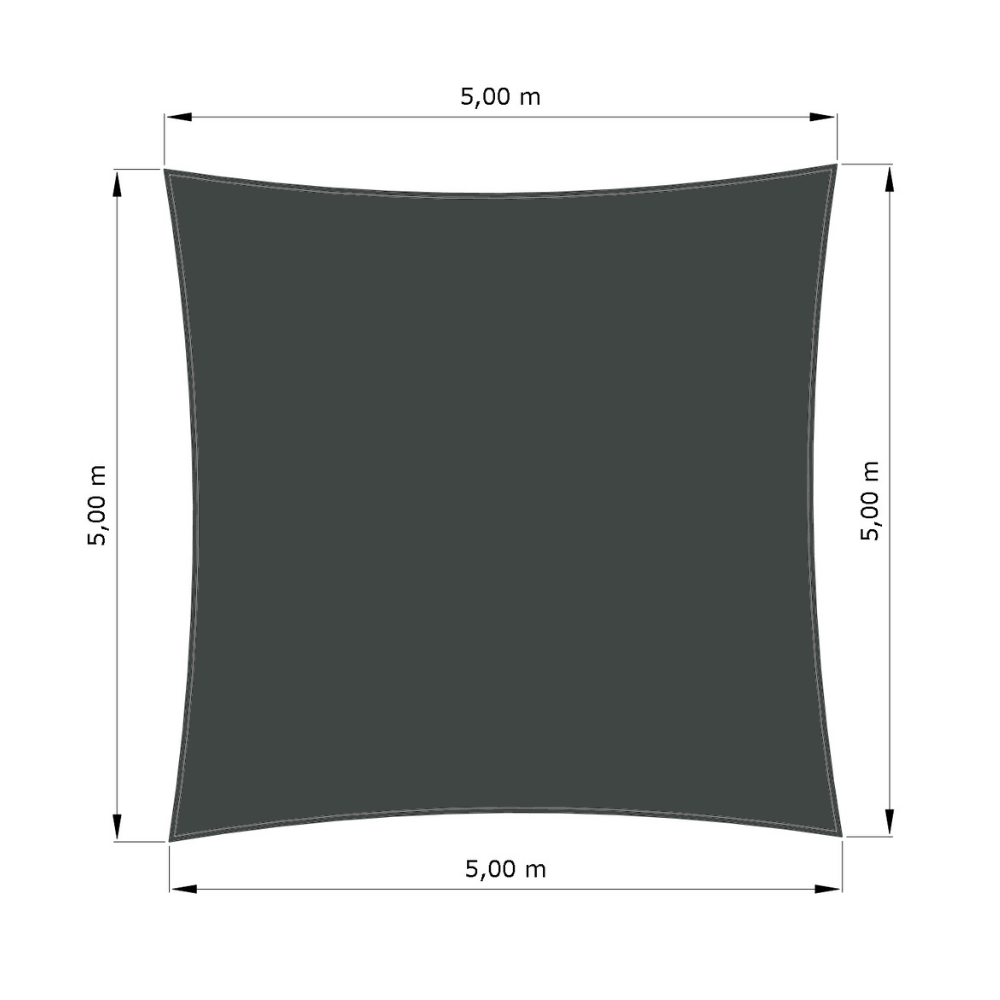 Voile d'ombrage standard ajourée carrée Métal à canon (002 AustralMesh) d'une dimension de 5x5m