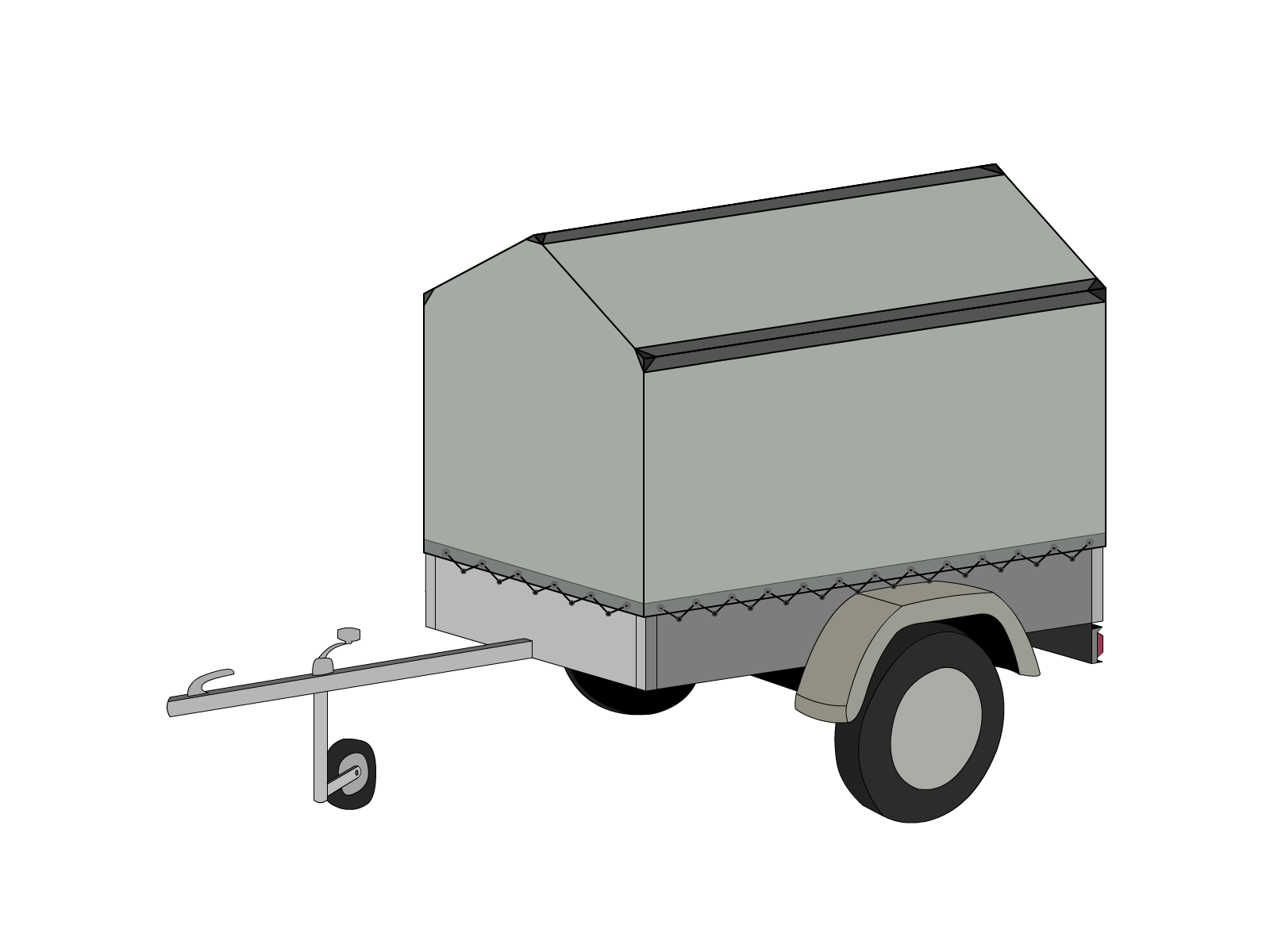 Bâche pour remorque bagagère Haute flèche en Protect 670 : La référence en matière de protection étanche Gris clair RAL 7038