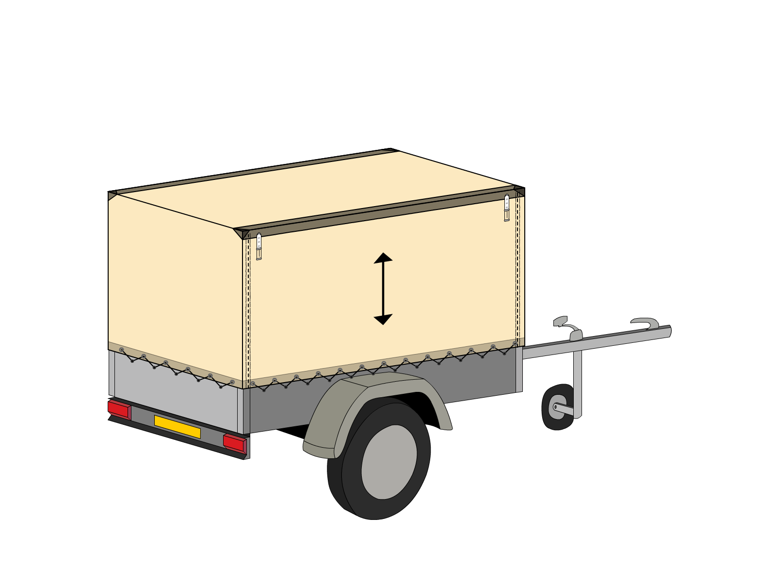 Bâche pour remorque bagagère Haute droite en Protect 670 : La référence en matière de protection étanche Beige ral 1015