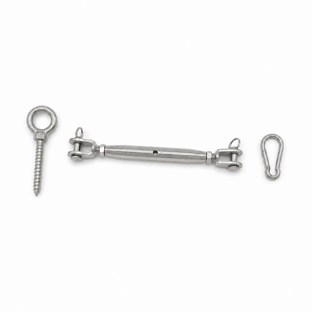 Kit Fixation murale Bois ridoir (Piton Bois M10 + Ridoir M10 + Mousqueton M7)